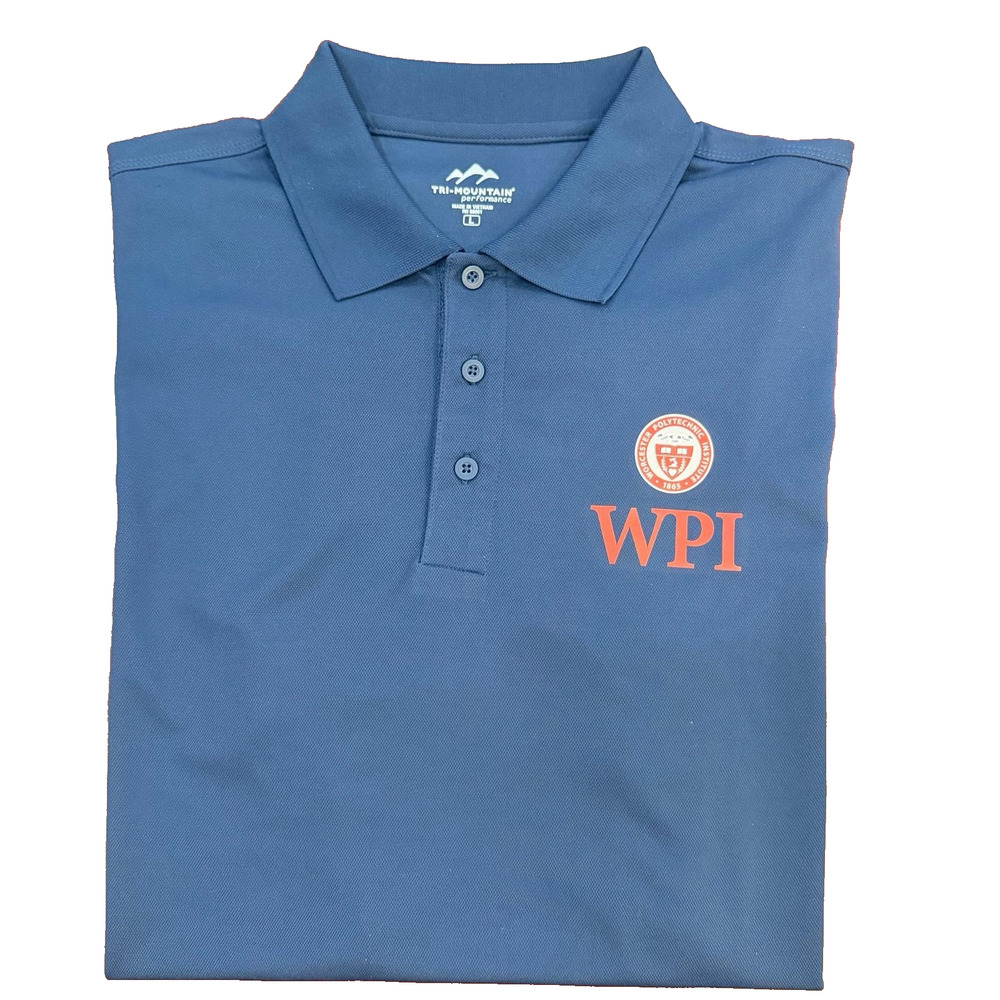 TRI-MOUNTAIN Official WPI Golf Performance Men's Size L Blue Cooling Polo